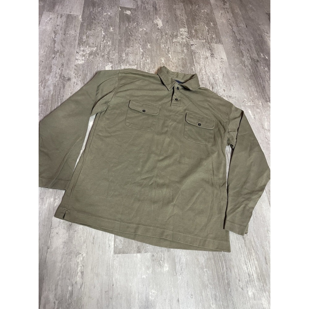 Dockers Polo Shirt Men's Size M Green Long Sleeve 100% Cotton C-0074